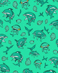 Whimsical Teal Dolphin Marine Life Rug