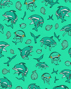 Whimsical Teal Dolphin Marine Life Rug