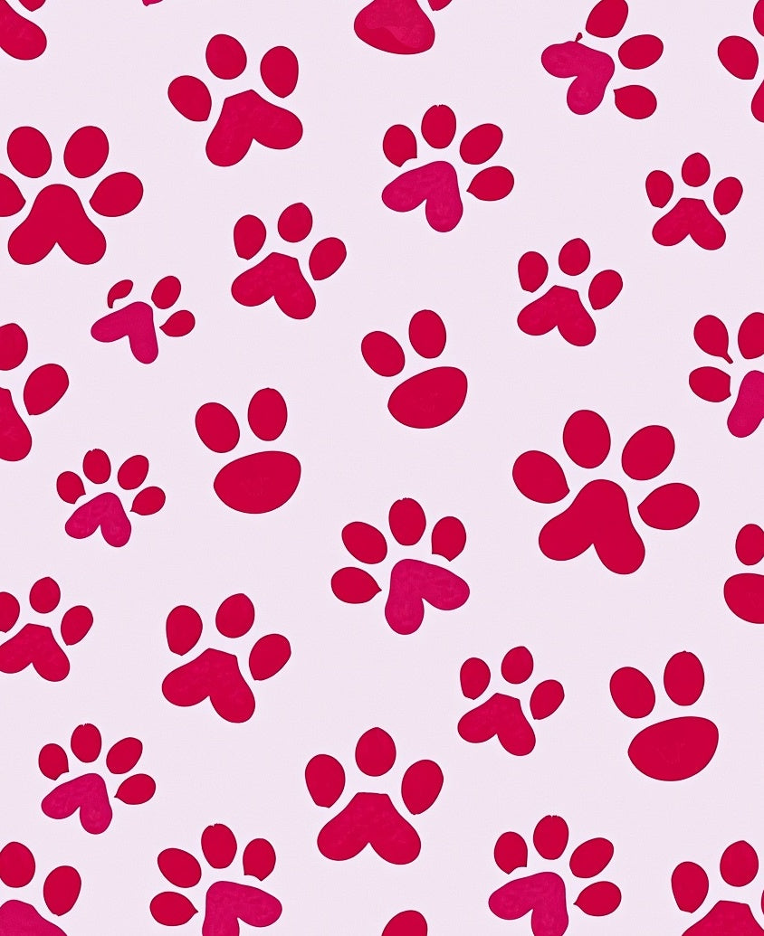 Playful Pink Paw Prints Pattern Rug
