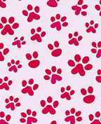 Playful Pink Paw Prints Pattern Rug