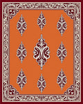 Terracotta Damask Bordered Medallion Rug