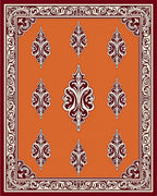 Terracotta Damask Bordered Medallion Rug