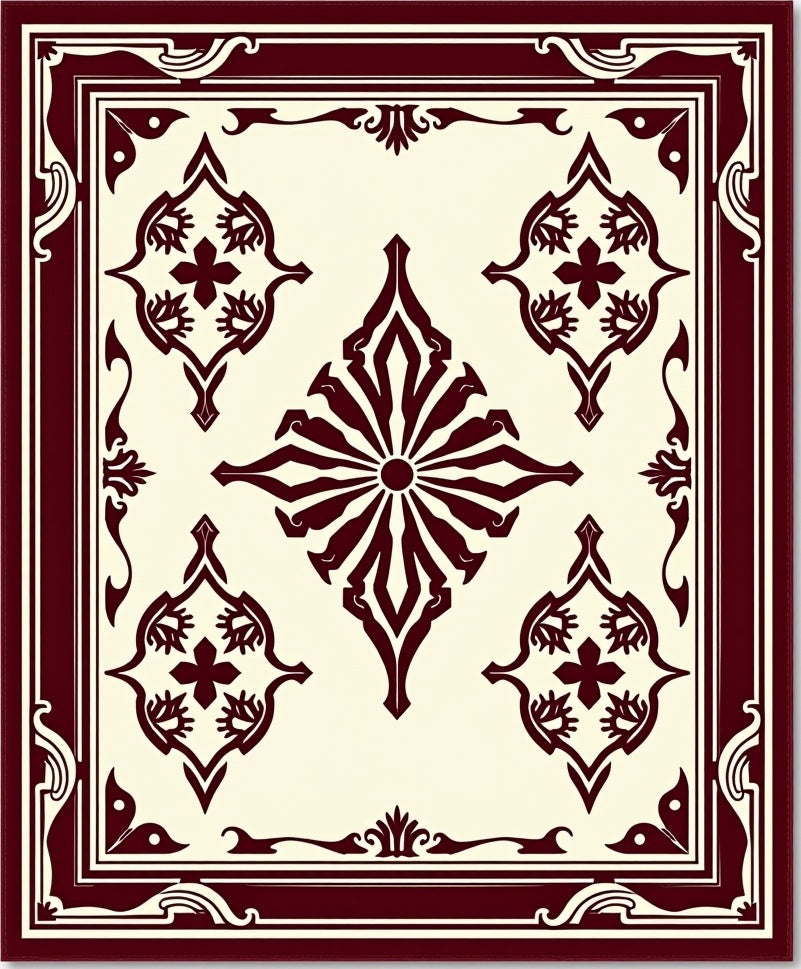 Crimson Medallion Decorative Frame Rug