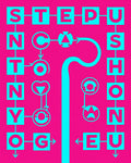 Bright Pink Cyan Abstract Geometric Text Rug