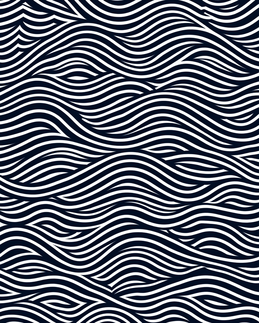 Dark Blue White Flowing Wave Rug
