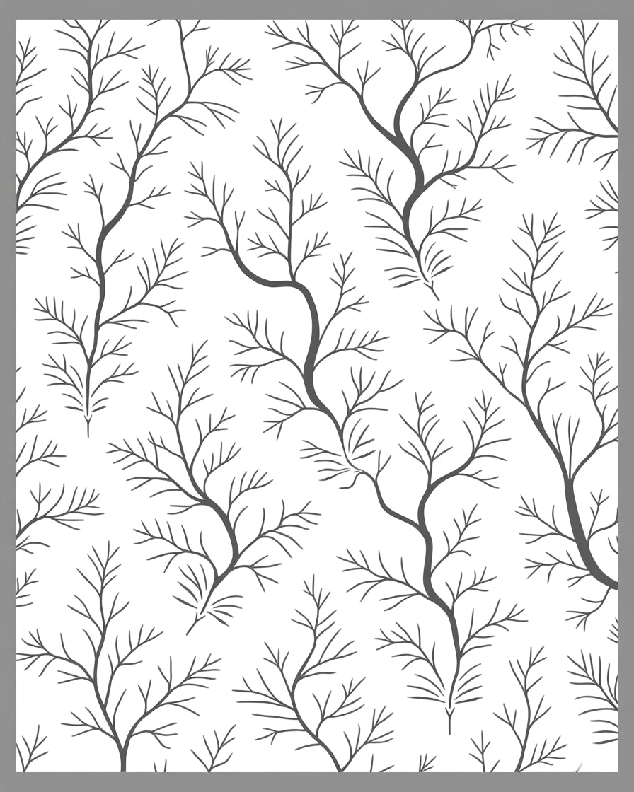 Minimalist Gray Branch Silhouette Rug