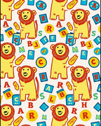 Playful Yellow Lion Alphabet Whimsy Rug