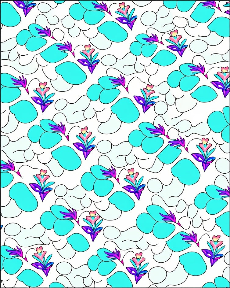 Whimsical Pink Blue Cloud Floral Rug