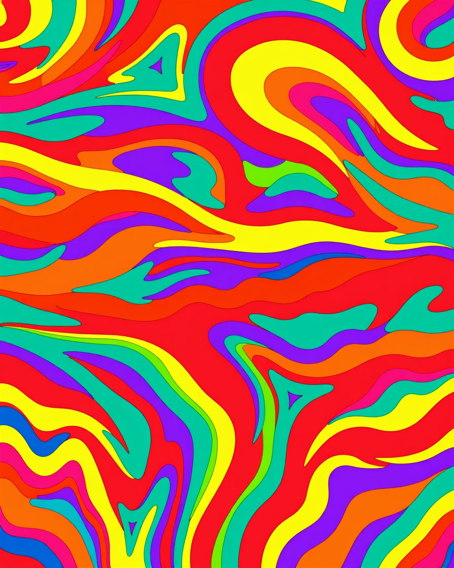 Vivid Rainbow Swirl Organic Flow Rug