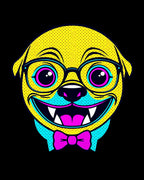 Bright Yellow Pop Art Pug Bowtie Rug
