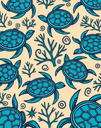 Oceanic Blue Turtle Coral Swirl Rug