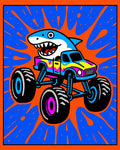 Wild Shark Monster Truck Explosion Rug