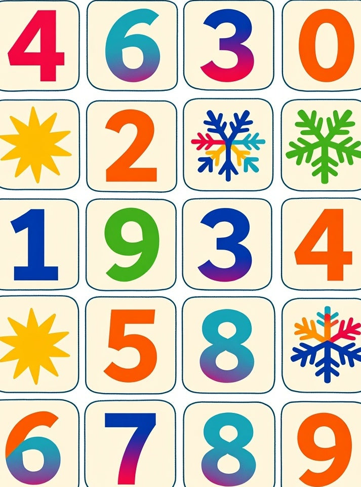Bright Number Snowflake Collection Rug
