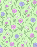 Spring Flowers Butterflies Green Background Rug