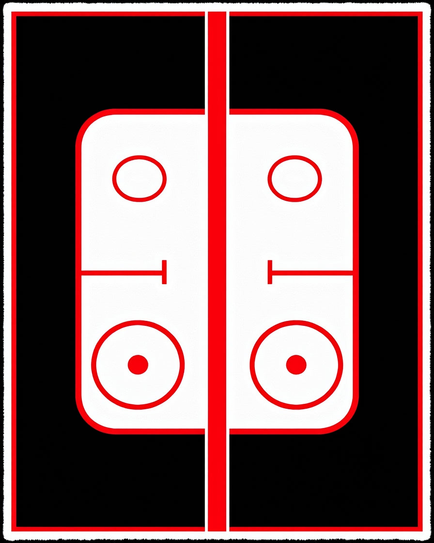 Bold Black Red Court Lines Rug