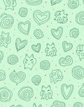 Cute Cat Heart Swirl Scatter Rug