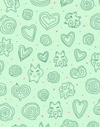 Cute Cat Heart Swirl Scatter Rug