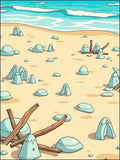 Light Blue Beach Tent Medallions on Sand Rug