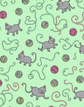 Playful Gray Cats Yarn Balls Mint Backdrop Rug