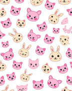 Cute Kawaii Pink Animal Faces Collage Rug