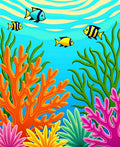 Vibrant Undersea Coral Fish Scene Rug
