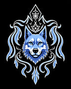 Cool Blue Wolf Ice Crest Rug