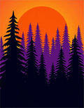 Vibrant Orange Sunset Pine Forest Rug