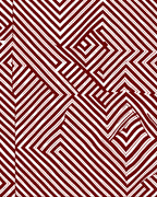 Crimson Maze Geometric Abstract Rug