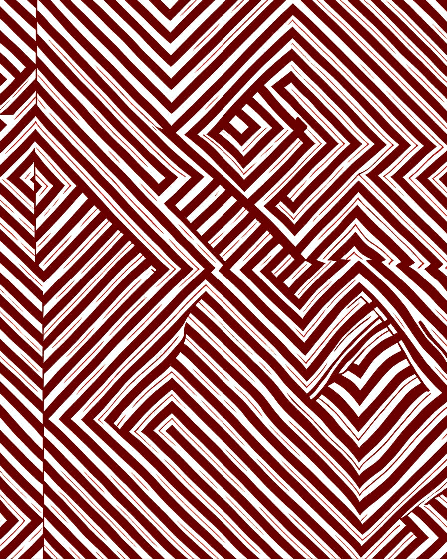 Crimson Maze Geometric Abstract Rug