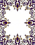 Ornate Gold White Royal Blue Scroll Rug