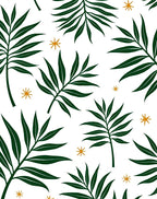 Emerald Green Tropical Leaf Accents Rug