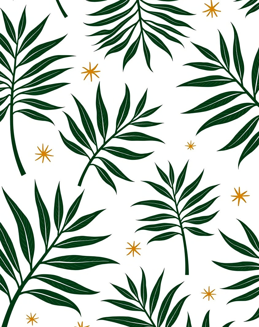 Emerald Green Tropical Leaf Accents Rug