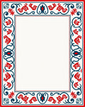 Red and Blue Folk Art Border Rug