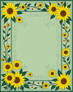 Bright Yellow Sunflower Floral Border Rug