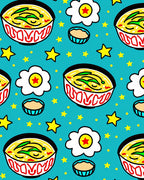Whimsical Yellow Noodle Soup Stars Rug