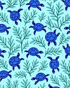 Blue Turtle Marine Foliage Charm Rug