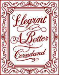Elegant Red Script Floral Border Rug