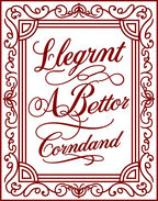 Elegant Red Script Floral Border Rug
