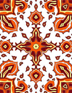 Fiery Orange Jewel Tiled Mandala Rug