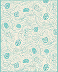 Teal Swirl Botanical Leaf Overlay Rug