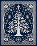 Deep Blue Celestial Tree Border Rug