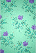Aqua Purple Floral Vine Art Rug