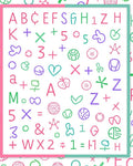 Playful Alphabet and Symbols Collage Rug