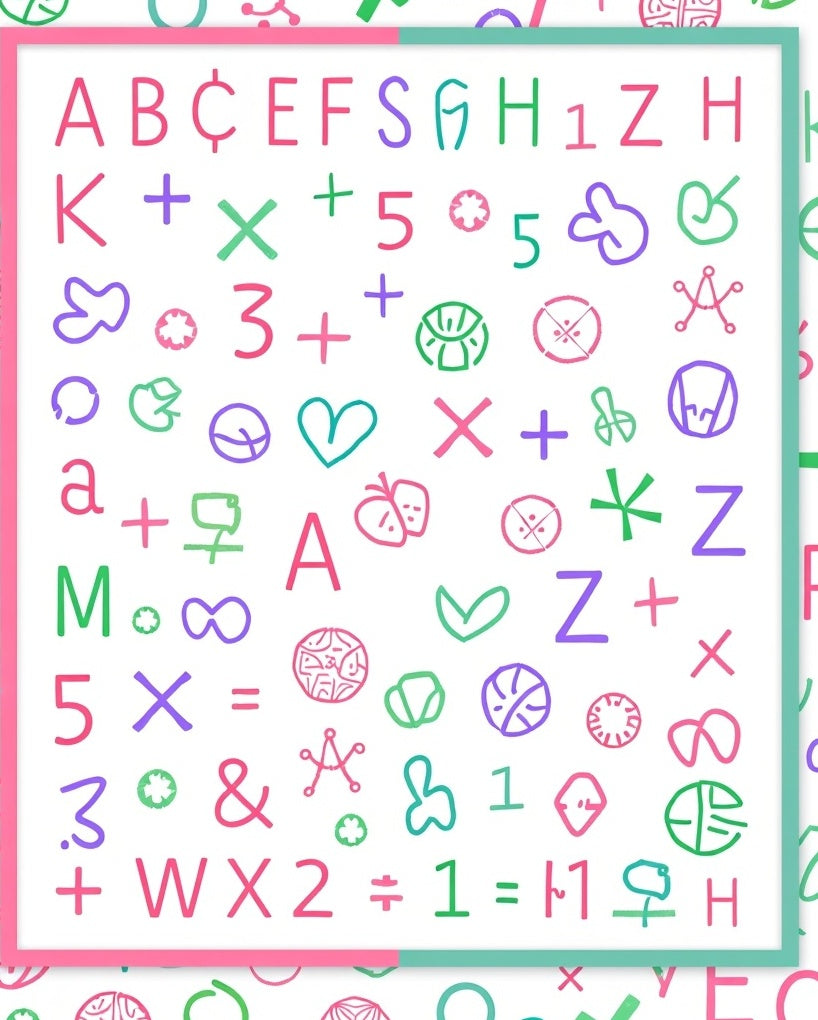 Playful Alphabet and Symbols Collage Rug