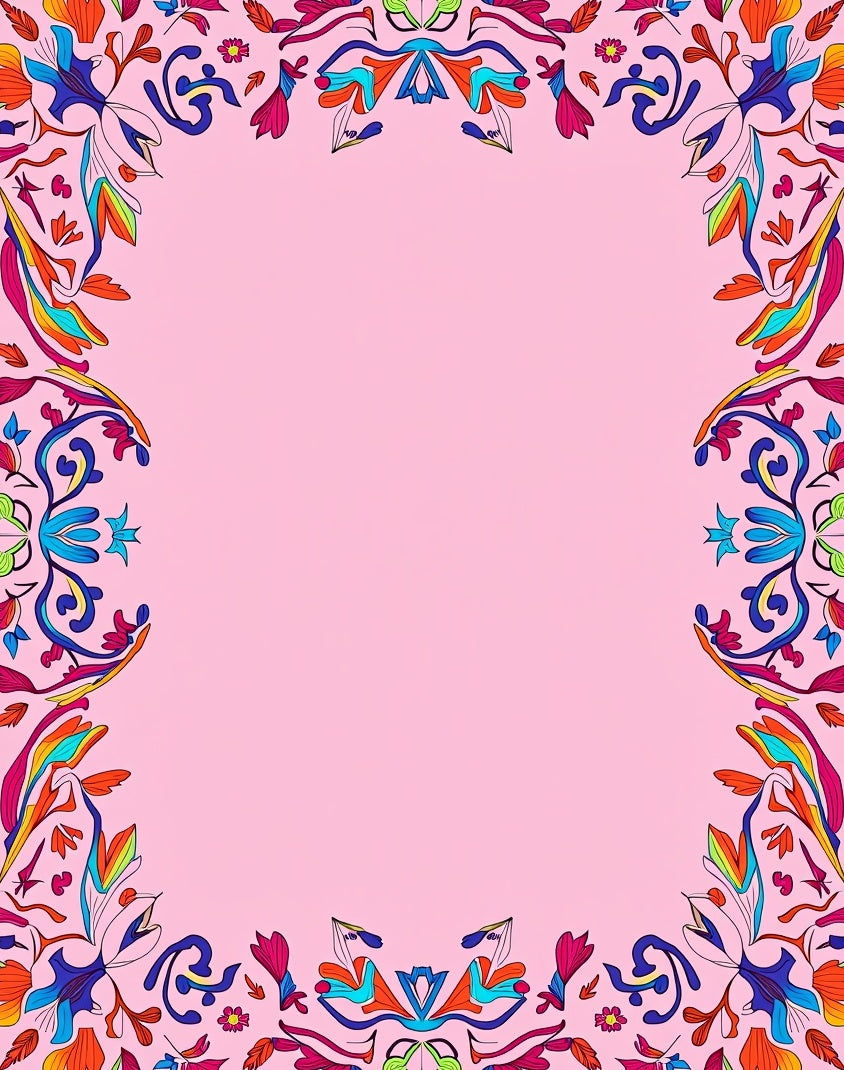 Vibrant Abstract Floral Frame Rug