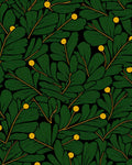 Emerald Green Leafy Branches Berry Rug