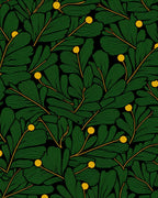 Emerald Green Leafy Branches Berry Rug