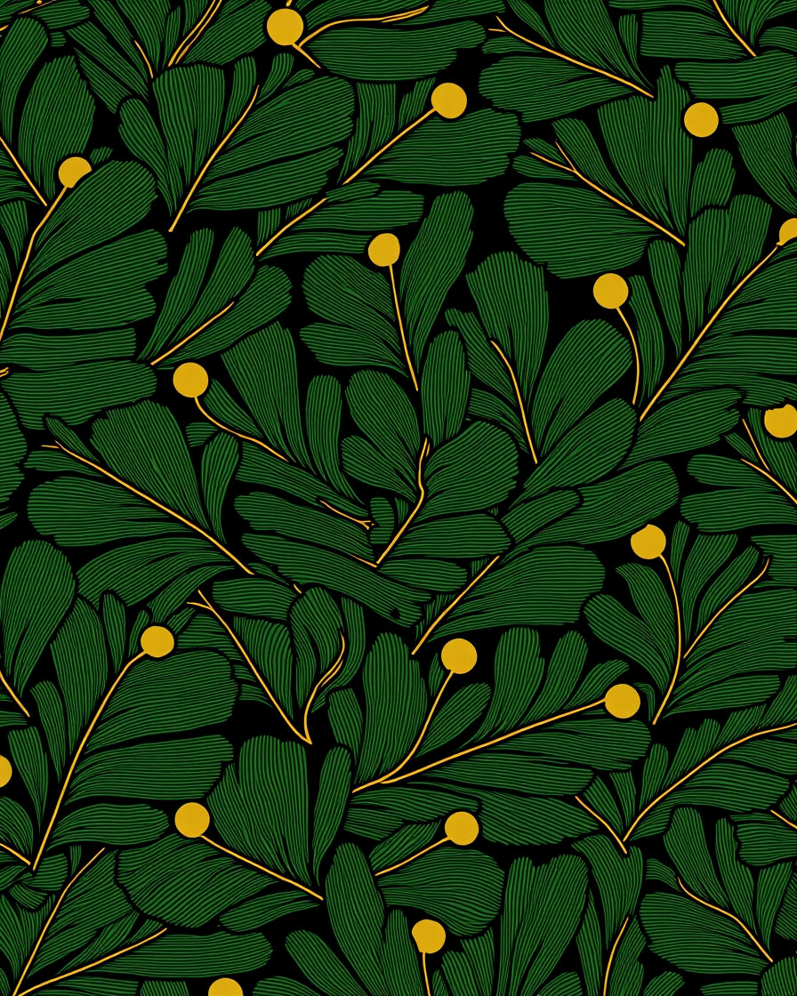 Emerald Green Leafy Branches Berry Rug