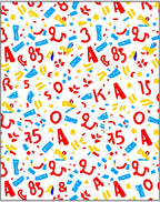 Bold Red Blue Yellow Alphabet Collage Rug
