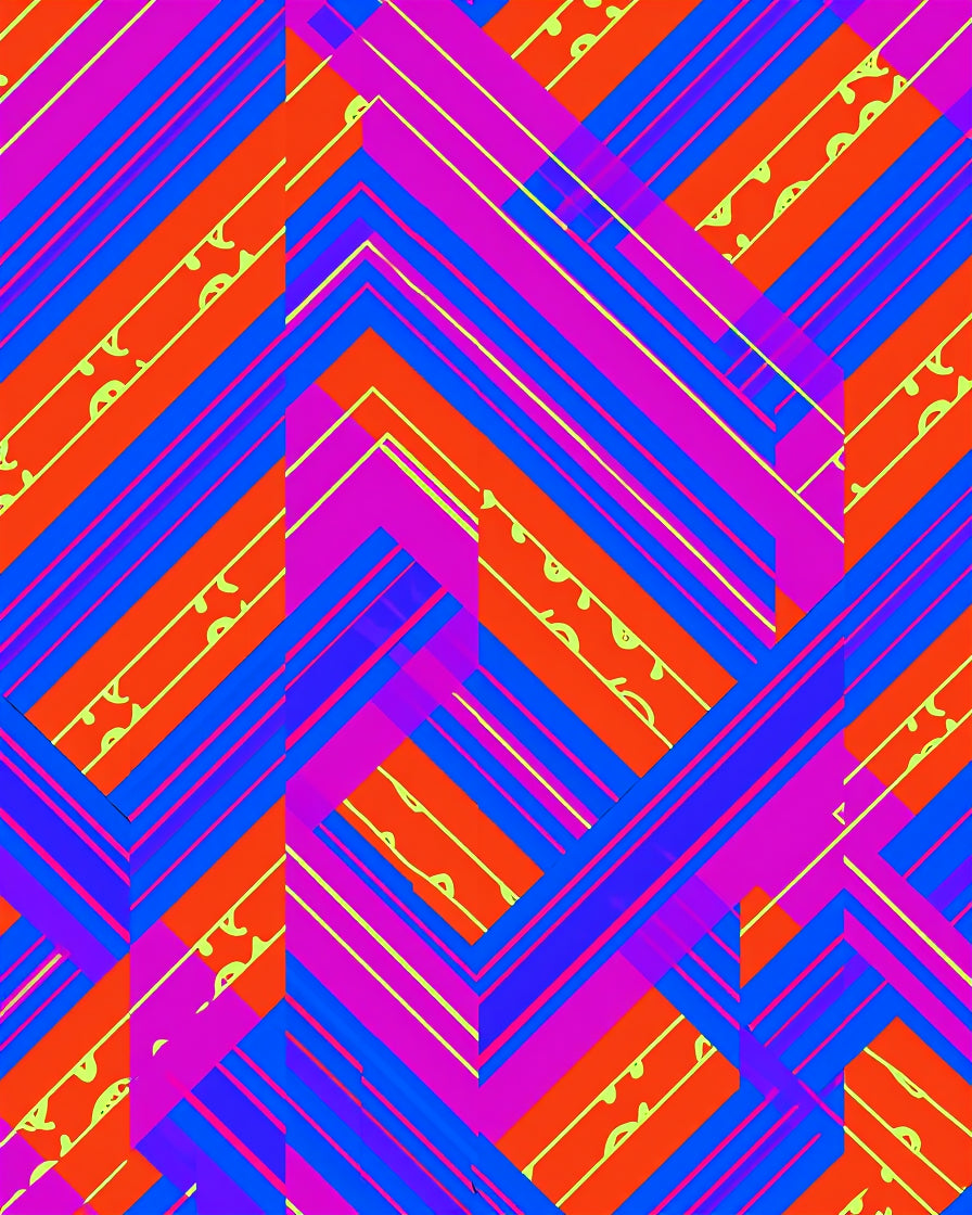 Vibrant Orange Blue Pink Geometric Stripes Rug
